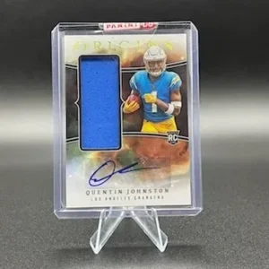 quentin johnston 2023 panini origins rookie jumbo jersey autograph